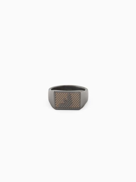 TWO-TONE STAINLESS STEEL SIGNET RING