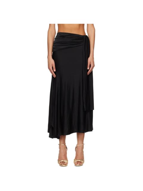 Black Ruched Maxi Skirt