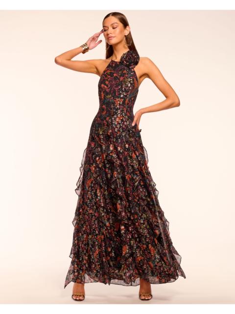 Idella Ruffle Halter Gown