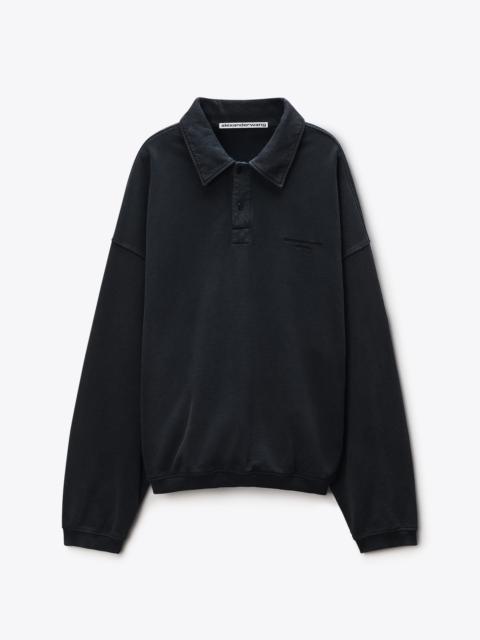 Long Sleeve Polo in Cotton Oversized