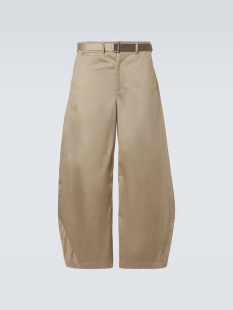Cotton chino barrel-leg pants