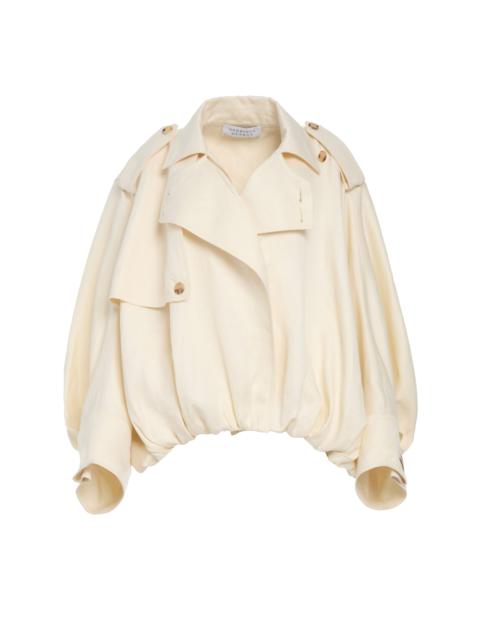 Hunt Oversized Trench Jacket in Ivory Textured Linen