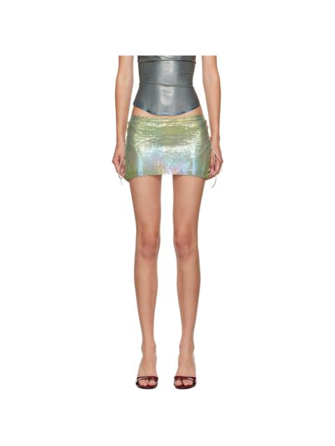 Green & Blue Sabrina Lace-Up Miniskirt