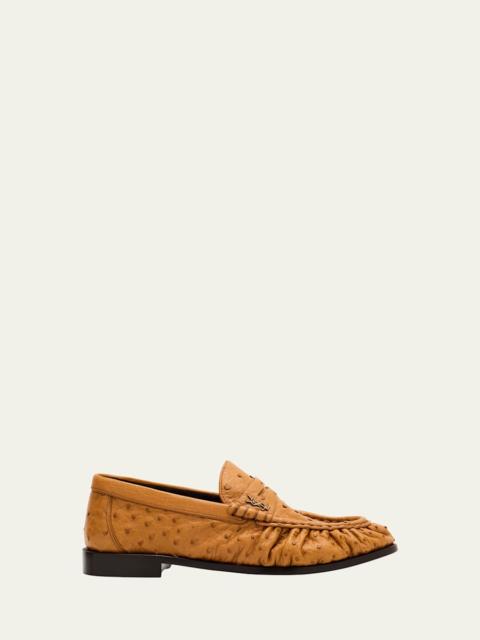Le Ostrich Leather YSL Penny Loafers