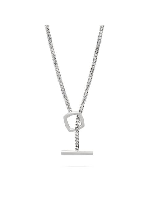curb-chain square-frame pendant necklace