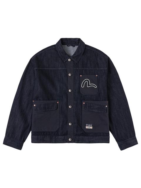 Fabric Blocking Denim Jacket