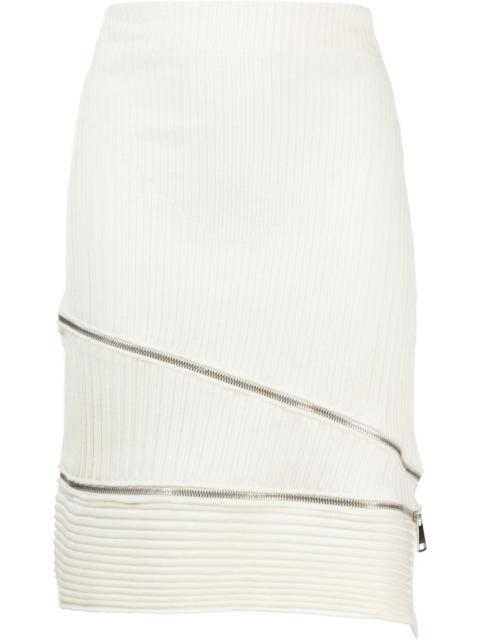 ribbed asymmetric midi skirt