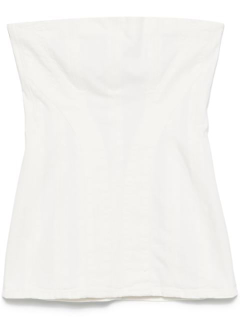 strapless denim mini dress