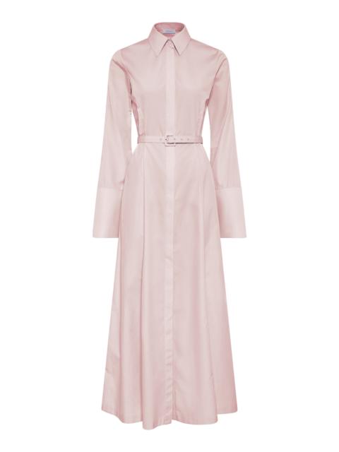 Carmina Belted Cotton Maxi Shirt Dress light pink