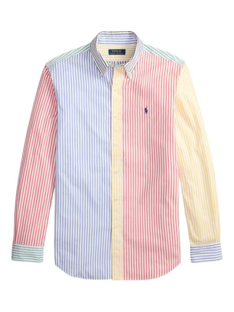 striped button-down collar shirt