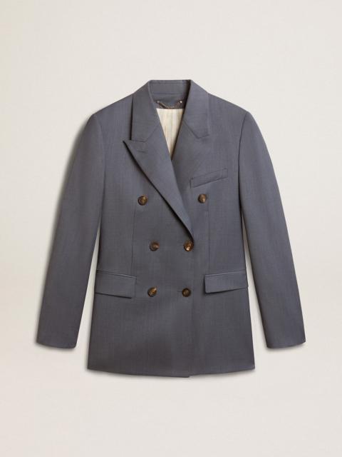 Women's double-breasted blazer in baby blue