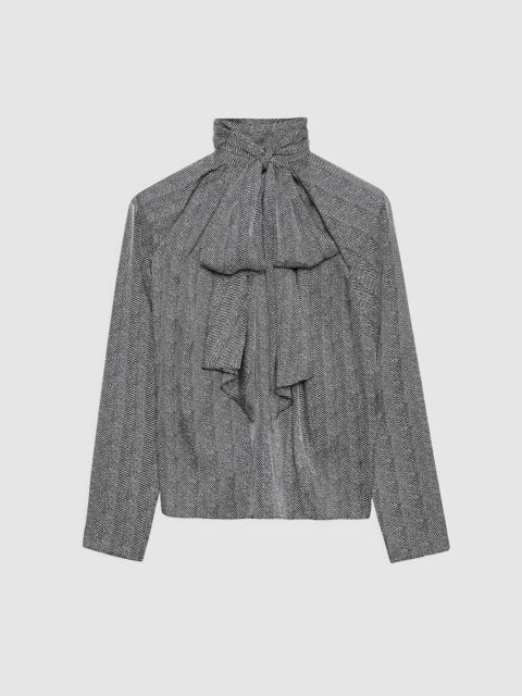 Rachel Top - Black And White Herringbone