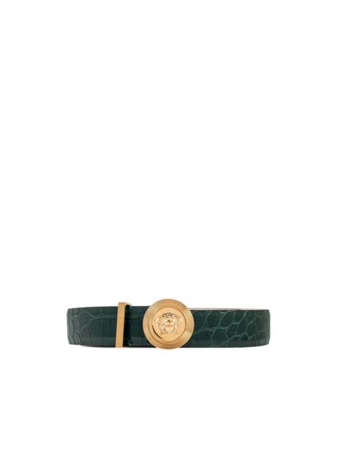 Medusa Head-motif crocodile-effect belt