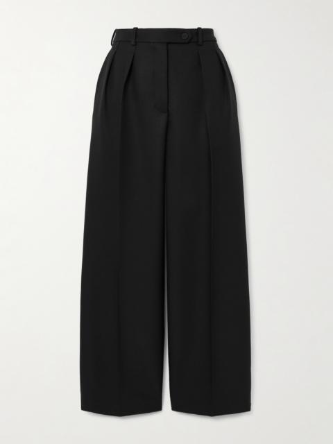 Bart Cropped Pleated Wool And Silk-blend Barathea Wide-leg Pants