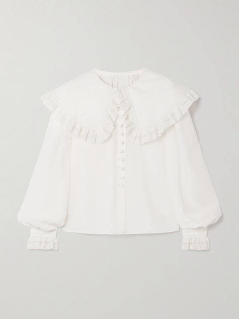 Lace-trimmed Organic Silk Blouse