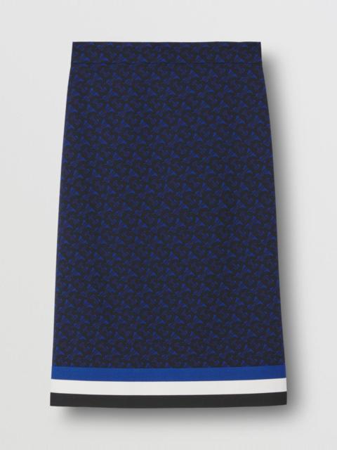 Monogram Print Wool Blend Skirt