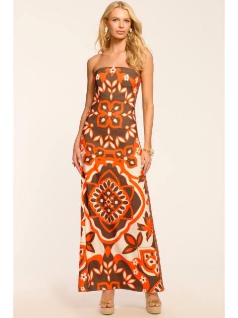 Naila Printed Strapless Maxi Dress