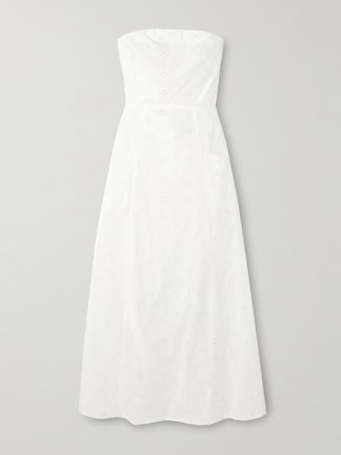 Stapless Bow-detailed Broderie Anglaise Organic Cotton Midi Dress