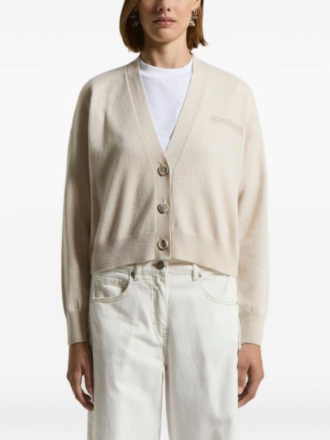 embroidered-detail button cardigan