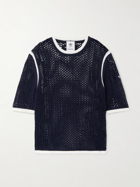 Open-knit Cotton-blend T-shirt