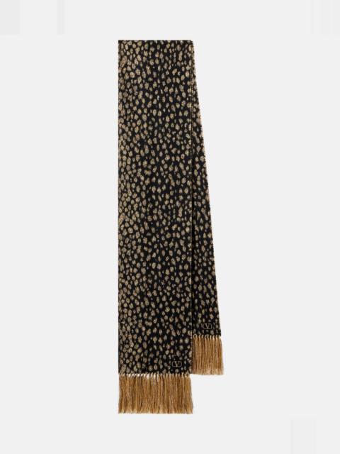 Fringed wool and cashmere-blend lamé scarf