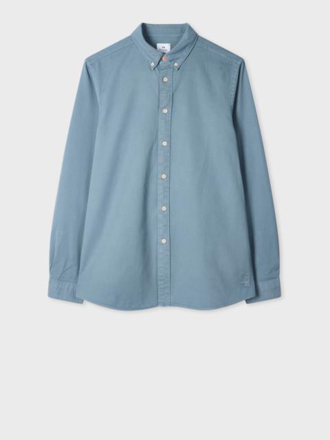 Powder Blue Cotton-Twill Button-Down Shirt