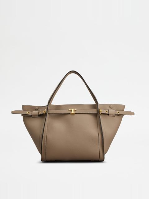 SHOPPING BAG IN LEATHER SMALL - BEIGE