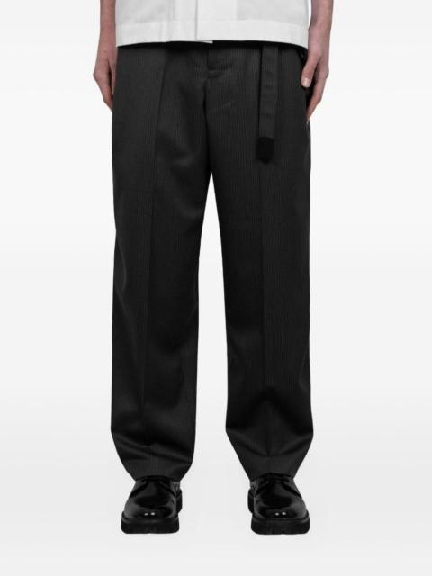 pinstripe wool trousers