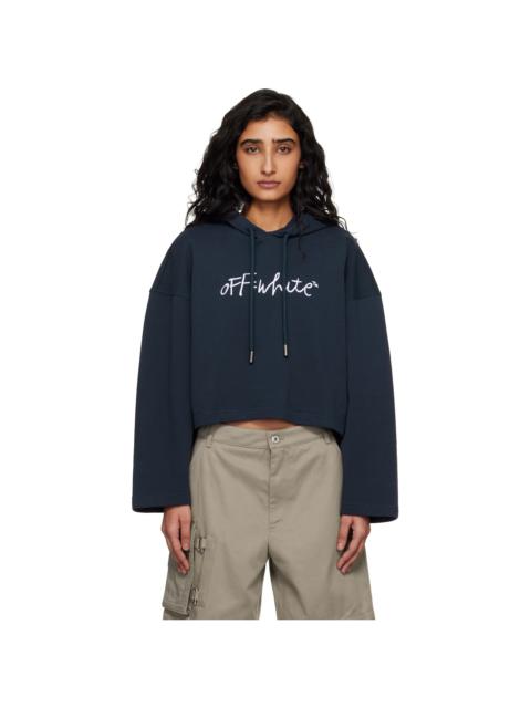 Navy 'OW' Embroidered Script Indust Hoodie