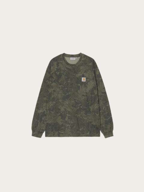 L/S Camo Combi T-Shirt - Green/Olive Garment Dyed