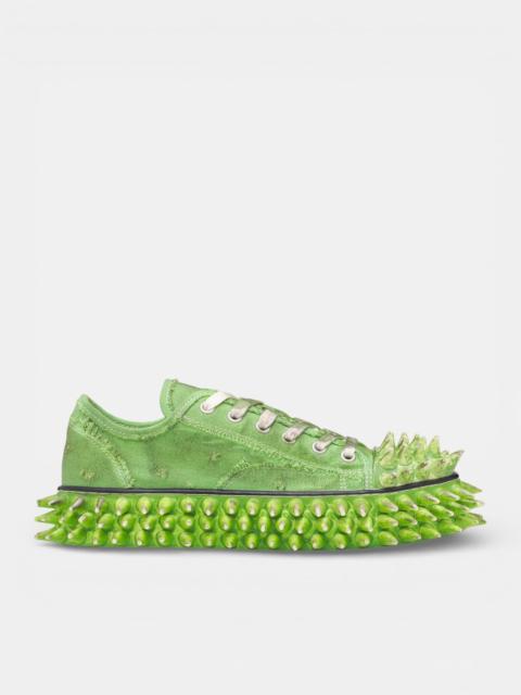 Green Canvas Spiky Sneakers