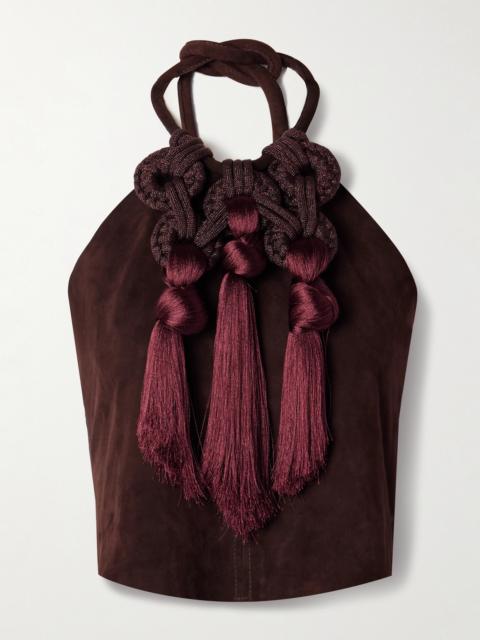 Kell Cropped Tasseled Suede Halterneck Top
