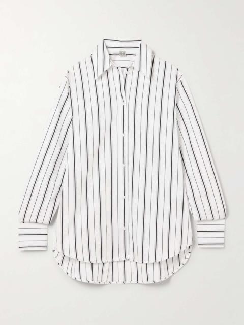 Striped cotton-poplin shirt White