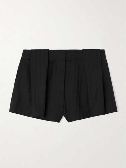 Pleated Wool-jacquard Shorts