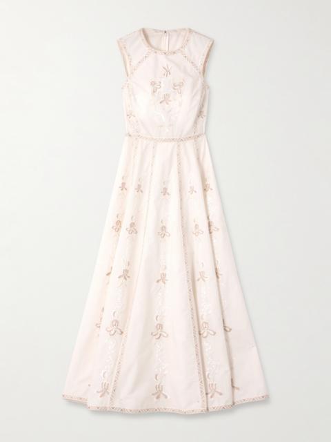 Clodette Embroidered Cotton-blend Midi Dress