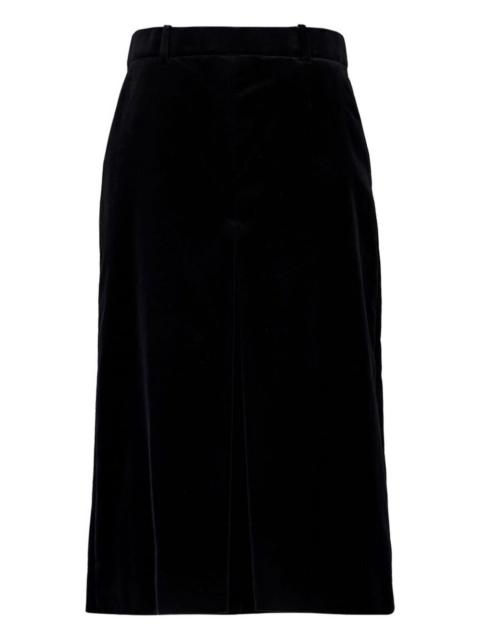 velvet-pleated midi skirt