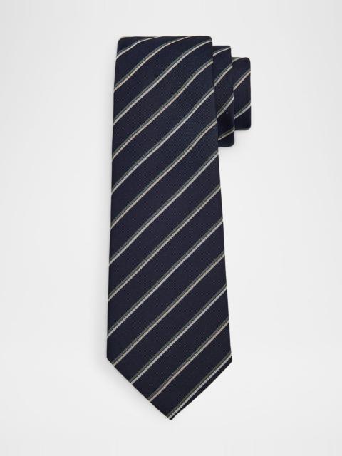 Men's Double Fine-Stripe Silk Tie