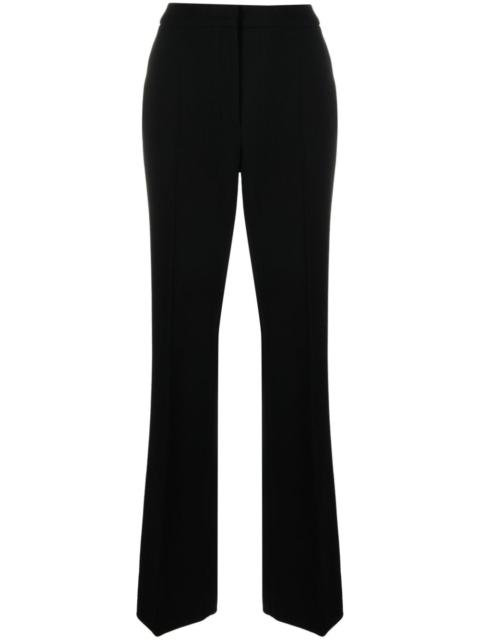 high-waisted flared trousers