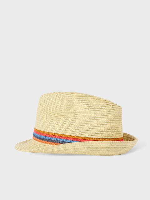 Beige 'Artist Stripe' Trim 'Trilby' Hat
