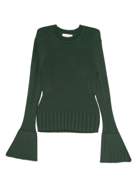 ribbed bell-sleeve sweater