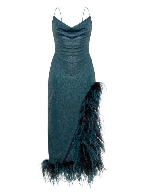 Lumière Plumage cowl-neck asymmetric dress