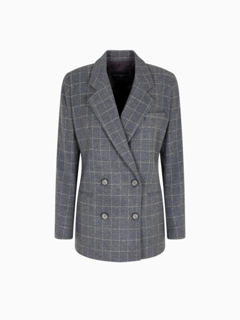 ICON FLANNEL DOUBLE-BREASTED BLAZER WITH A CHECK MOTIF