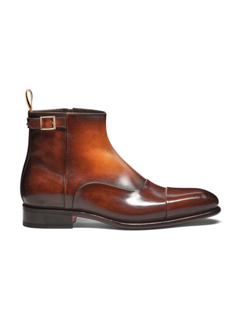 Men's orange leather ankle boot