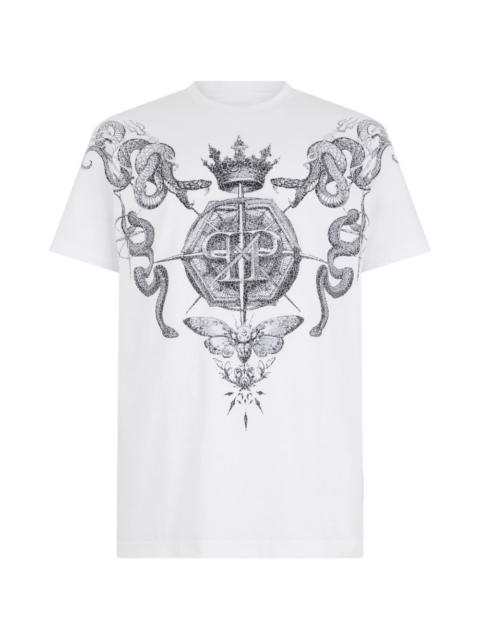 crew-neck tattoo-print T-shirt