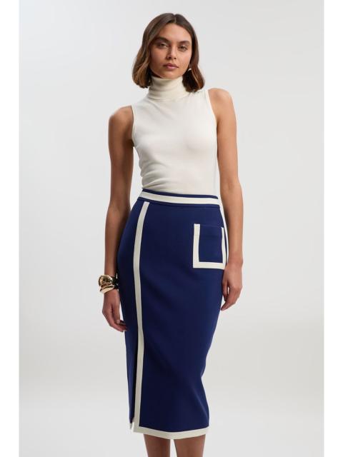 Petite Compact Stretch Tipped Tailored Pencil Skirt