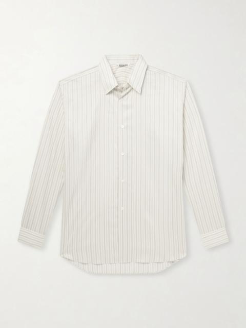 Striped Cotton and Silk-Blend Shirt White