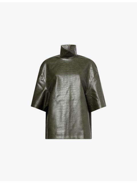 Delancey Croc Faux-Leather Top