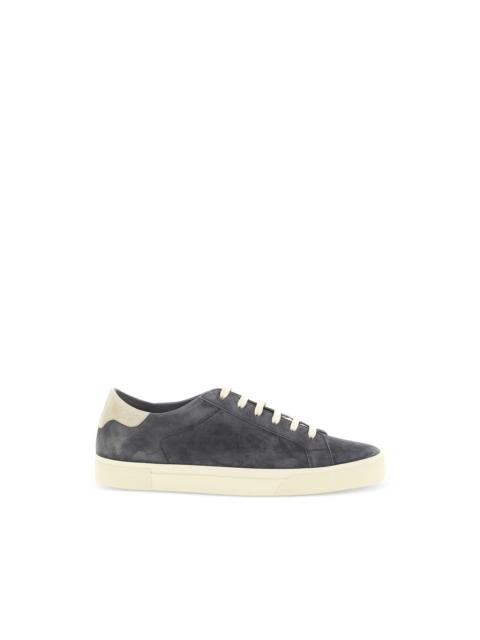 suede embossed-logo sneakers