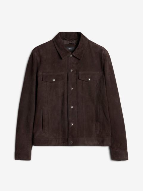 Suede Trucker Jacket In Coffee Bean