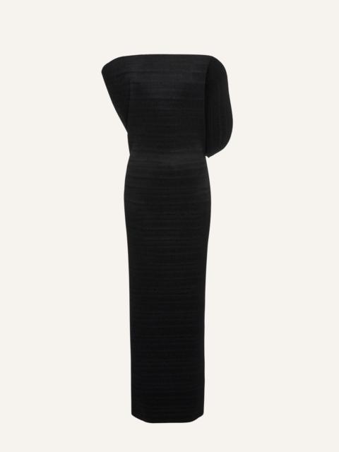 Sculptural asymmetrical midi dress in black